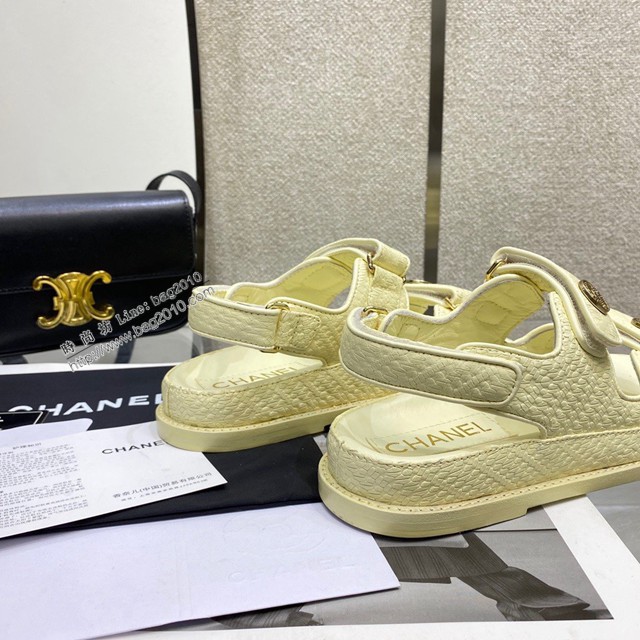 chanel香奈兒2022早春最新一季魔術貼涼鞋 沙灘涼鞋 dx3276